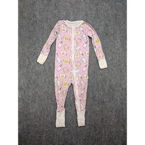 Little Sleepies 12-18 Month Pink Breakfast Bamboo‎ Pajama Romper Milk Toast Eggs